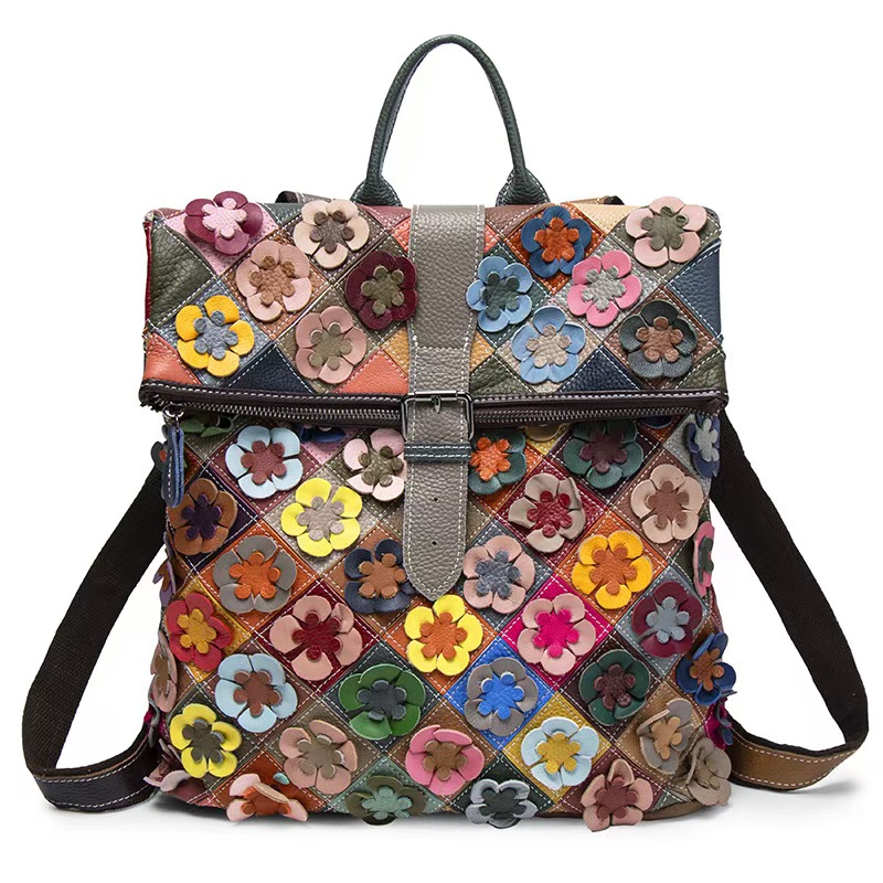 Leather Backpack Vintage - Mochila Vintage Feminina em Couro Genuíno