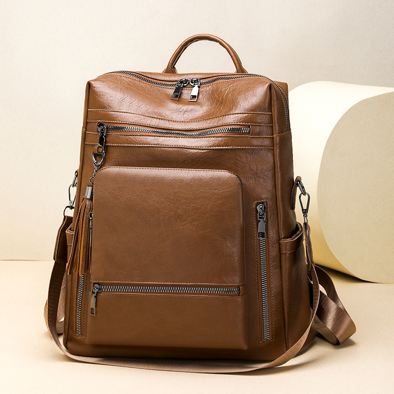 Leather Backpack Vintage - Conjunto de mochila com aparência de