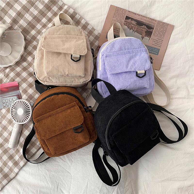 Fashion Backpack Women - Cor sólida mini mochila de veludo