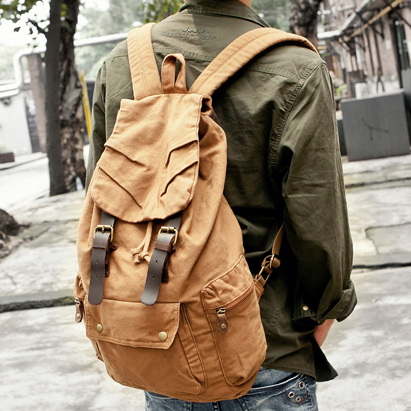 Mochila de Lona de Grande Capa - Canvas Backpack Casual avaliação e preço