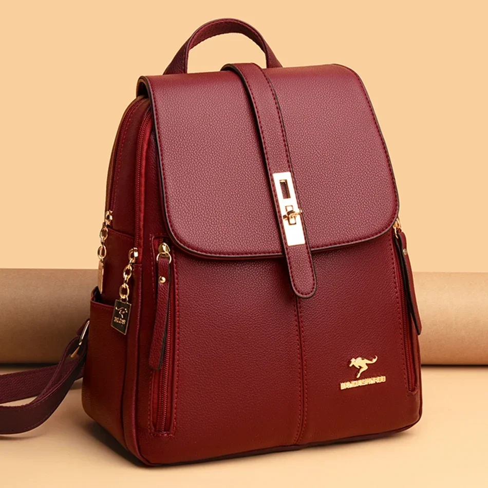 Mulheres de couro grande capac - Leather Backpack Vintage avaliação e preço