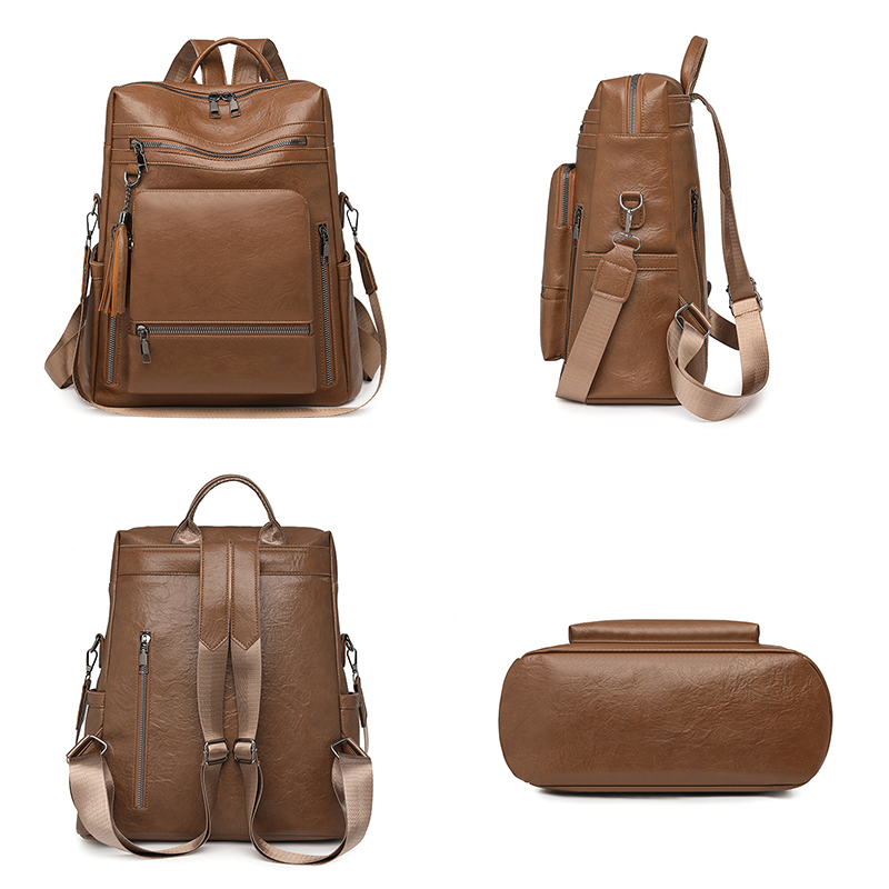 Conjunto de mochila com aparên - Leather Backpack Vintage avaliação e preço